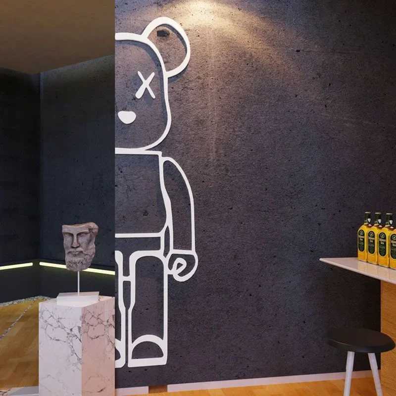 Wall Stickers Cartoon block bear brick sticker acrylic Y2k bear brick mirror wall sticker bear wall sticker bedroom living room home decorationL2403