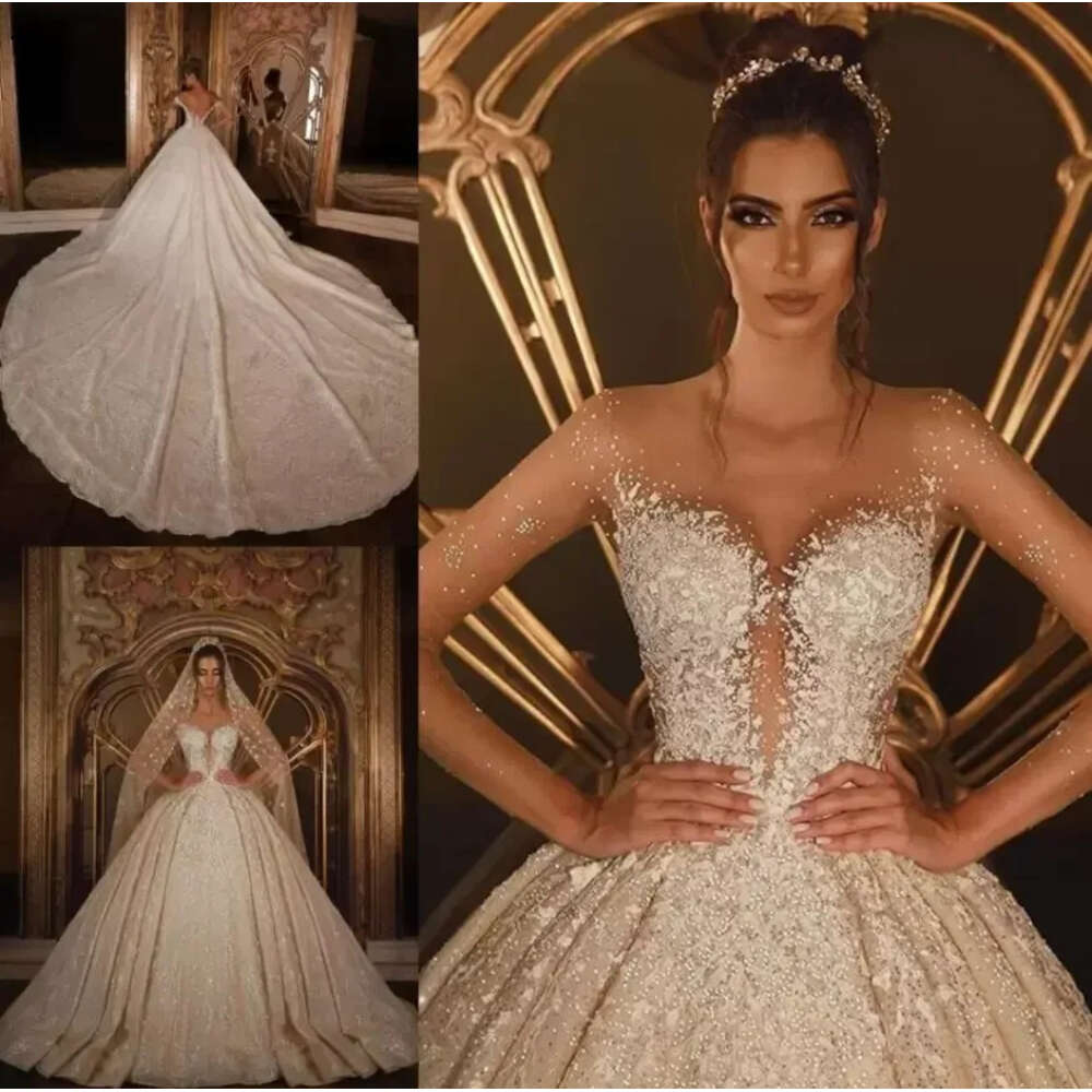 African Urious Said Mhamad Ball Gown Wedding Dresses Beaded Lace D Appliques Crystal Plus Size Bridal Gowns Custom Made 0219