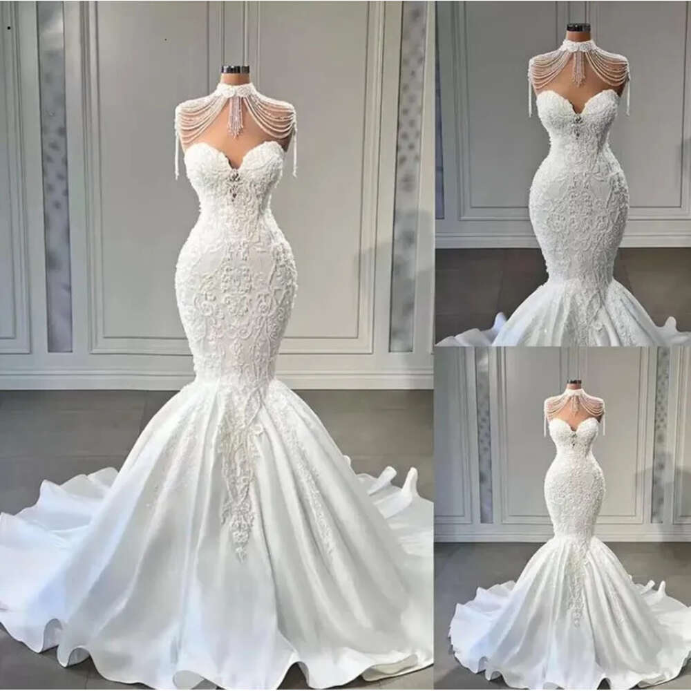 Wedding Mermaid Dresses Bridal Gown Off The Shoulder Sweetheart Lace Up Corset Beading Sweep Train Satin Plus Size Vestidos De Novia C