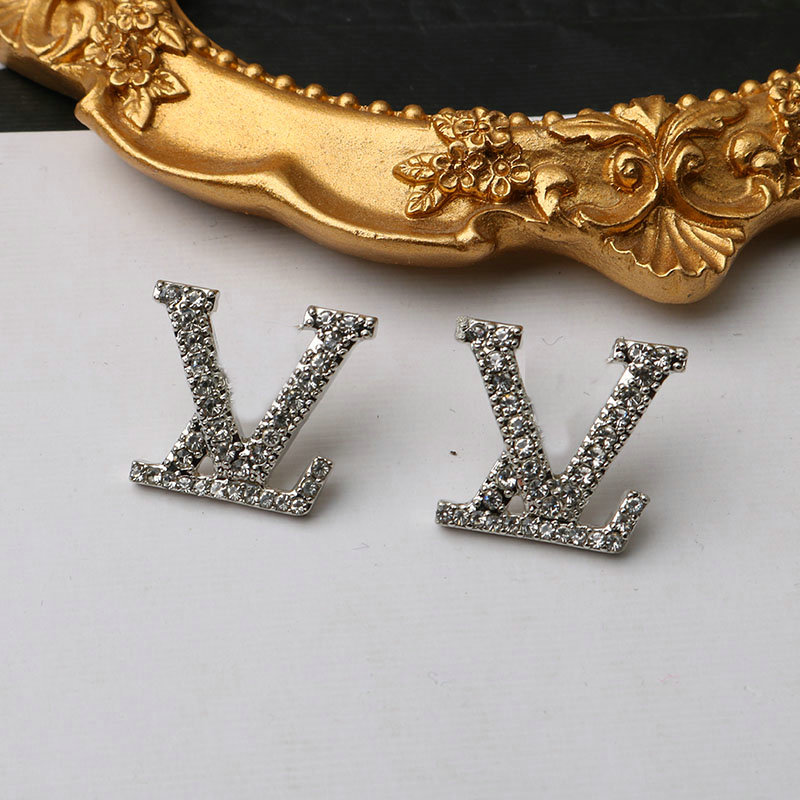 Brand Designers Letter Earrings Stud Women Diamond Earring for Wedding Party Jewelry Accessories Gift