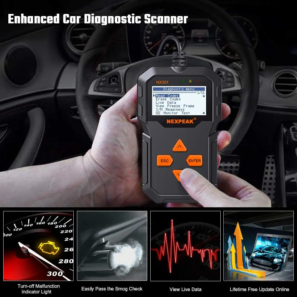 NX301 OBDII Universal Auto Car Diagnostic Tool Scannner Code Reader 2025 Diagnostic Scanner Tool OBD2 Tool Better new than ELM327 AD310