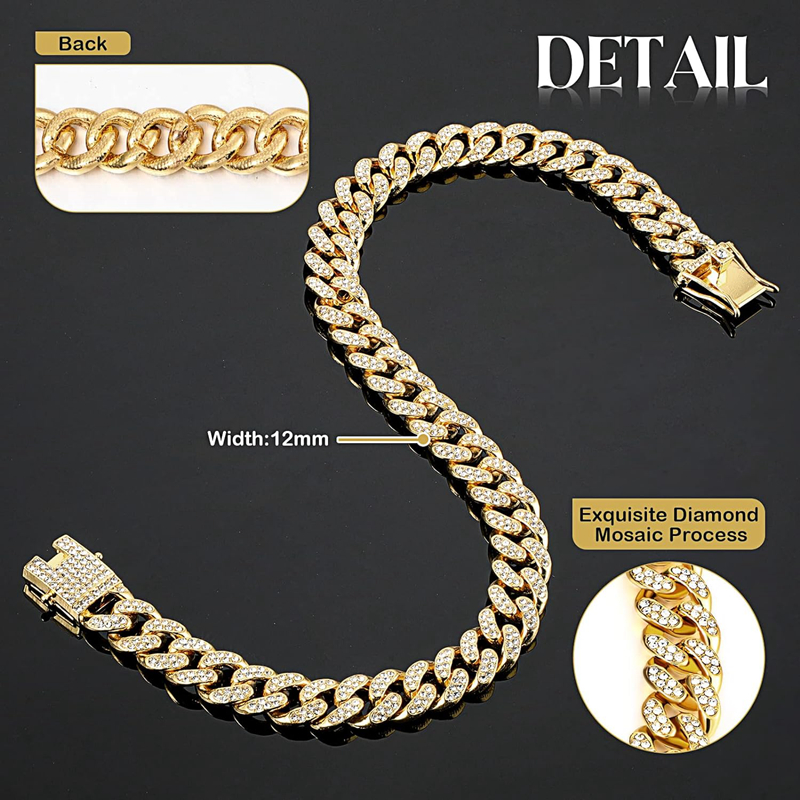Pet supplies dog collars safety buckle design with diamond studded metal chains suitable for small and medium-sized cats and dogs to wear