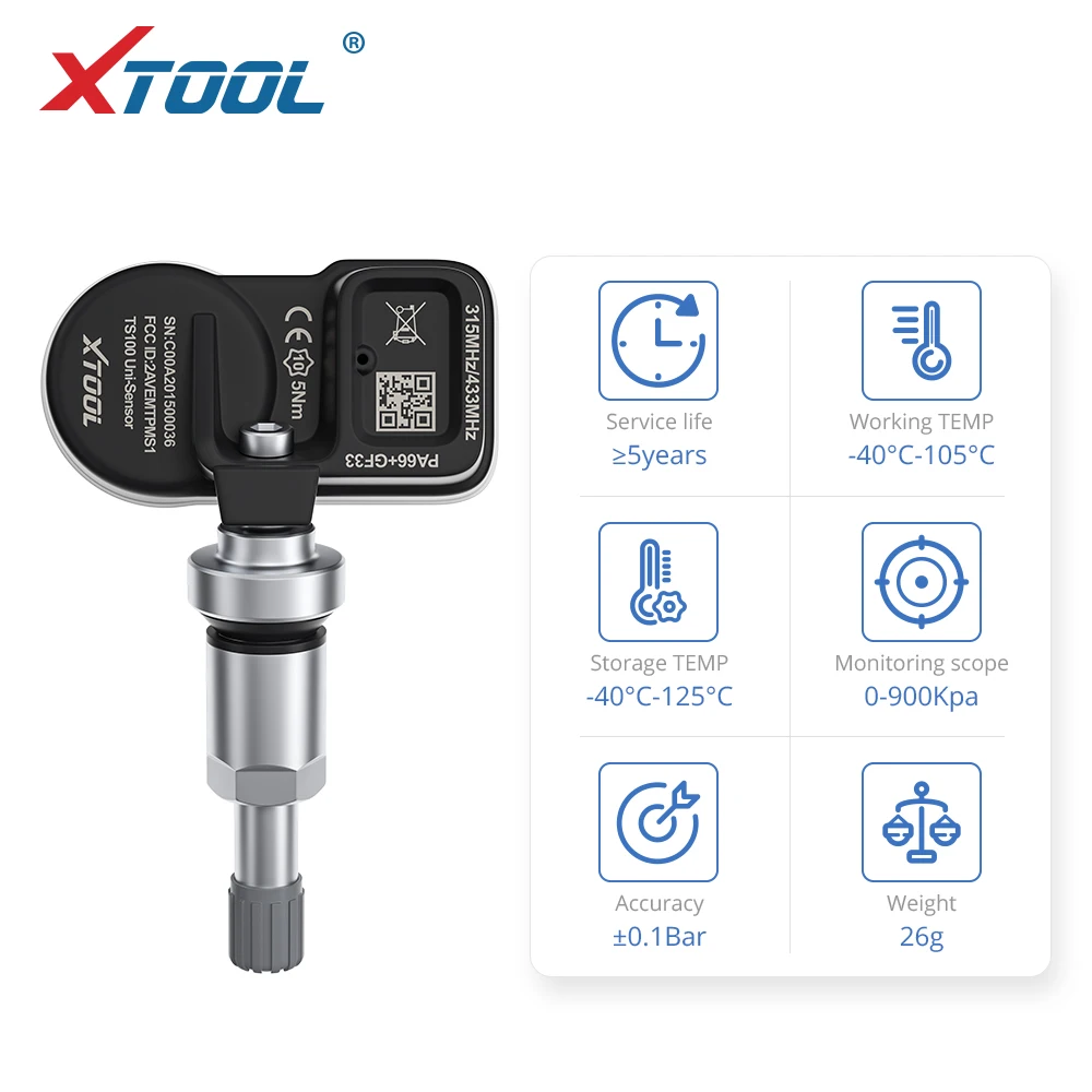 XTOOL new TS100 433 315MHz TPMS TS100 Sensor Scan Tire 2025 Repair Tools Automotive Accessory Tyre Pressure Original with Quality Promise