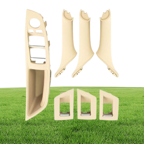 7PCS Car Interior Inner Door Handle Panel Pull Trim Cover For BMW 5 Series F10 F18 520 525 Gray Beige Black Left Hand Drive LHD