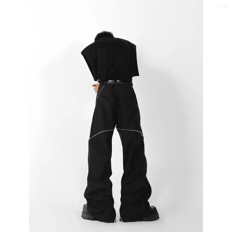 Men's Pants Street Men And Women Trendy Personalized Design Zippered Wide Leg Micro Flared Retro Straight Casual Y2k