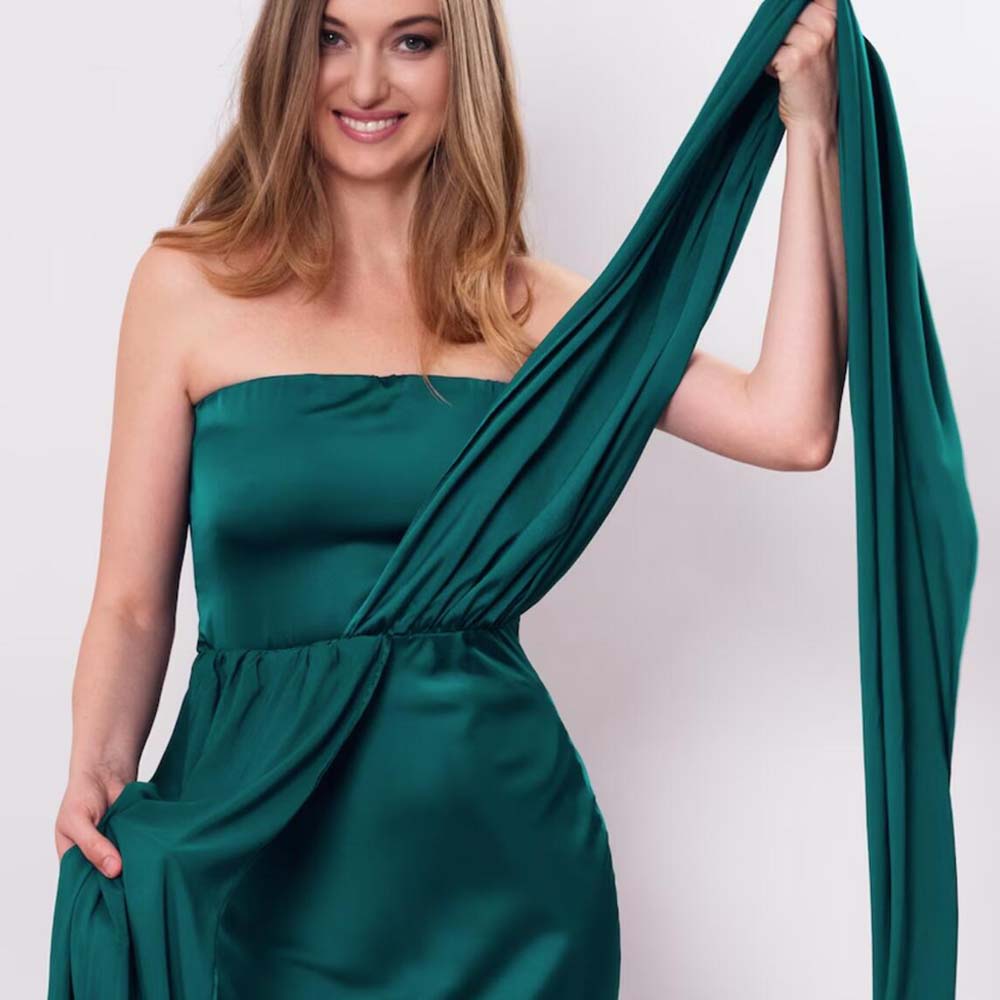 Bridesmaid Dresses Dark Green Strapless Changeable Strap Floor Length Elastic Satin Wedding Party Dress Summer 2024