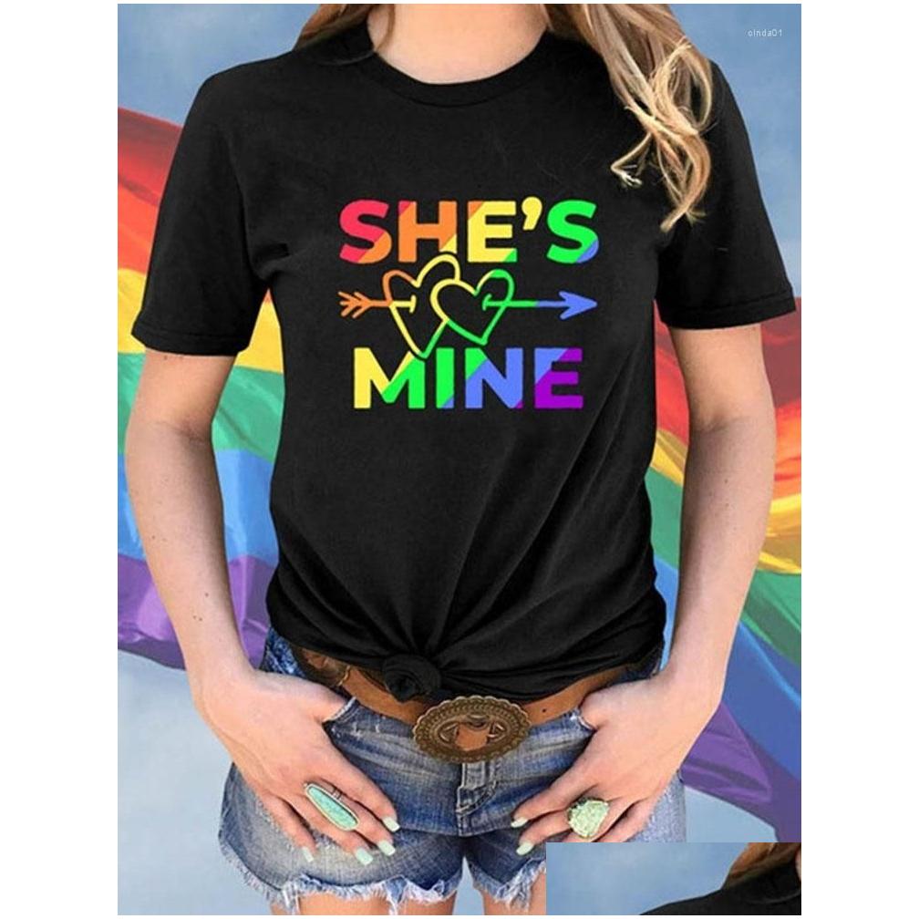 WomenS T-Shirt Womens T Shirts Lgbtq Women Tee Love Wins Print Crew Neck Pride Flag Meaning Proud Rainbow Drop Delivery Apparel Cloth Dhgxy
