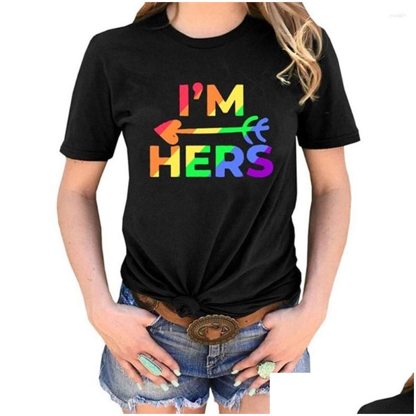 WomenS T-Shirt Womens T Shirts Lgbtq Women Tee Love Wins Print Crew Neck Pride Flag Meaning Proud Rainbow Drop Delivery Apparel Cloth Dhgxy
