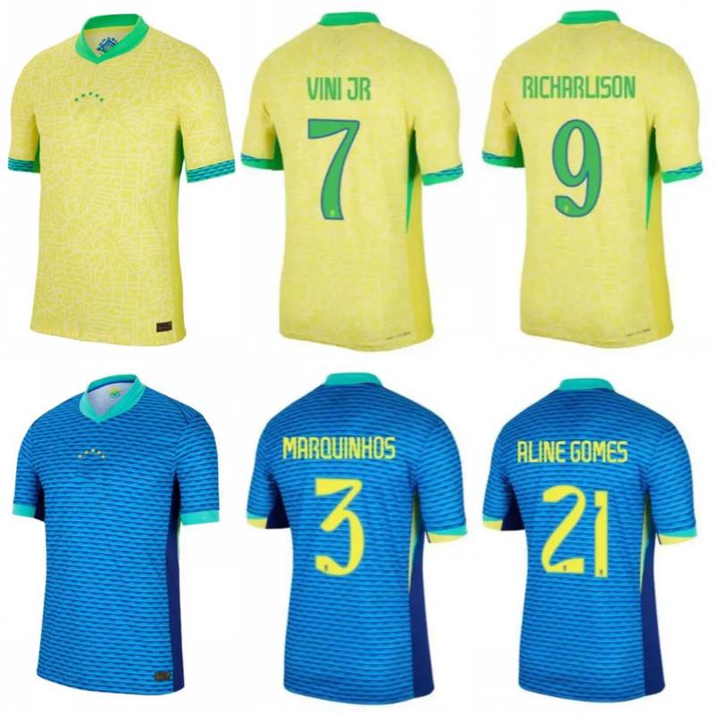 2024 Camiseta de futbol Brazil Soccer Jerseys RICHARLISON MARQUINHOS L.PAQUETA Football Shirt Youth G.JESUS MARCELO RAPHINHA FIRMINO Brasil VINI JR RODRYGO Kids kit