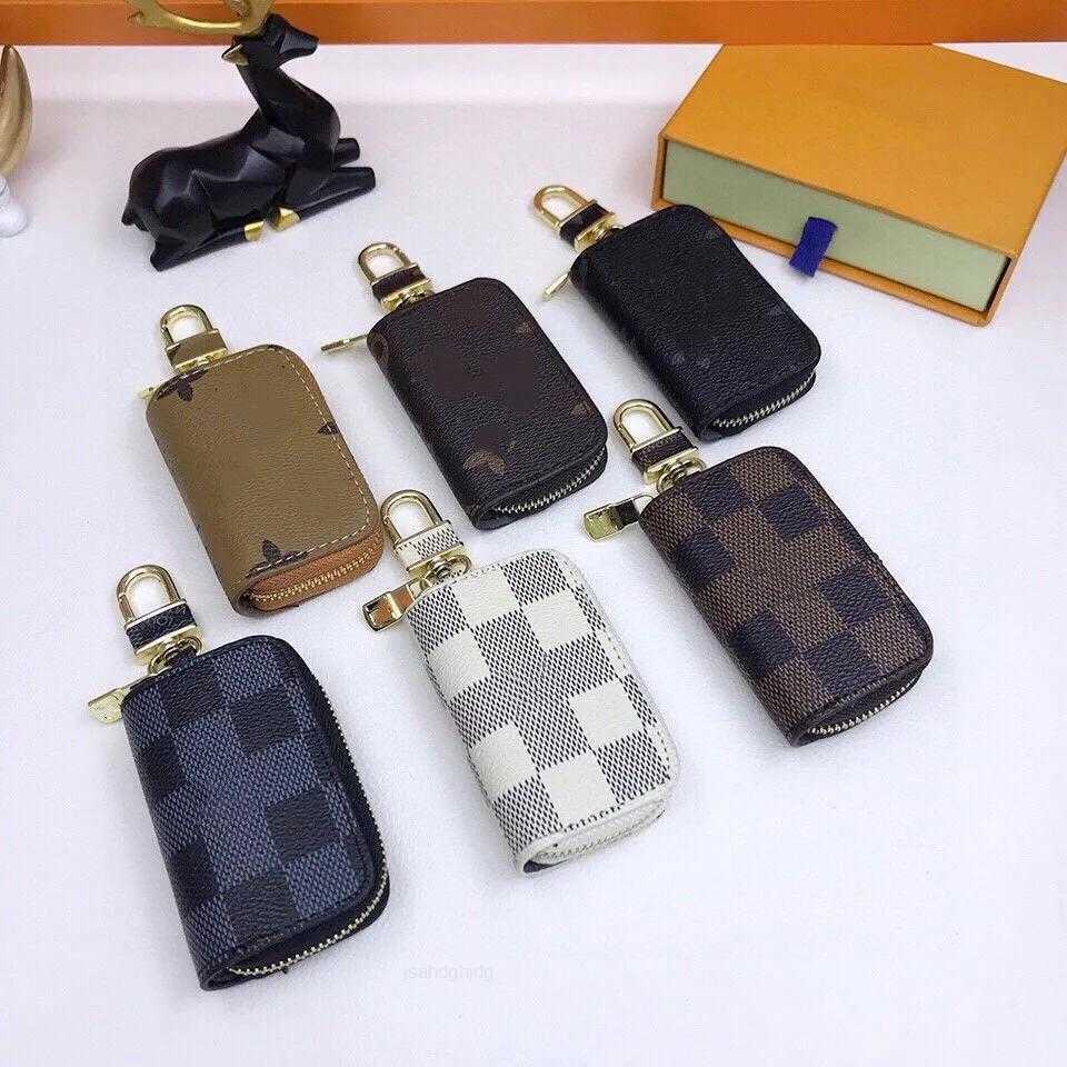 8styles Designer Men Keychains Car Bags Case Unisex Genuine Leather Wallet Holder Women Zipper Smart Keychain Cases Cars Key Chain with Box