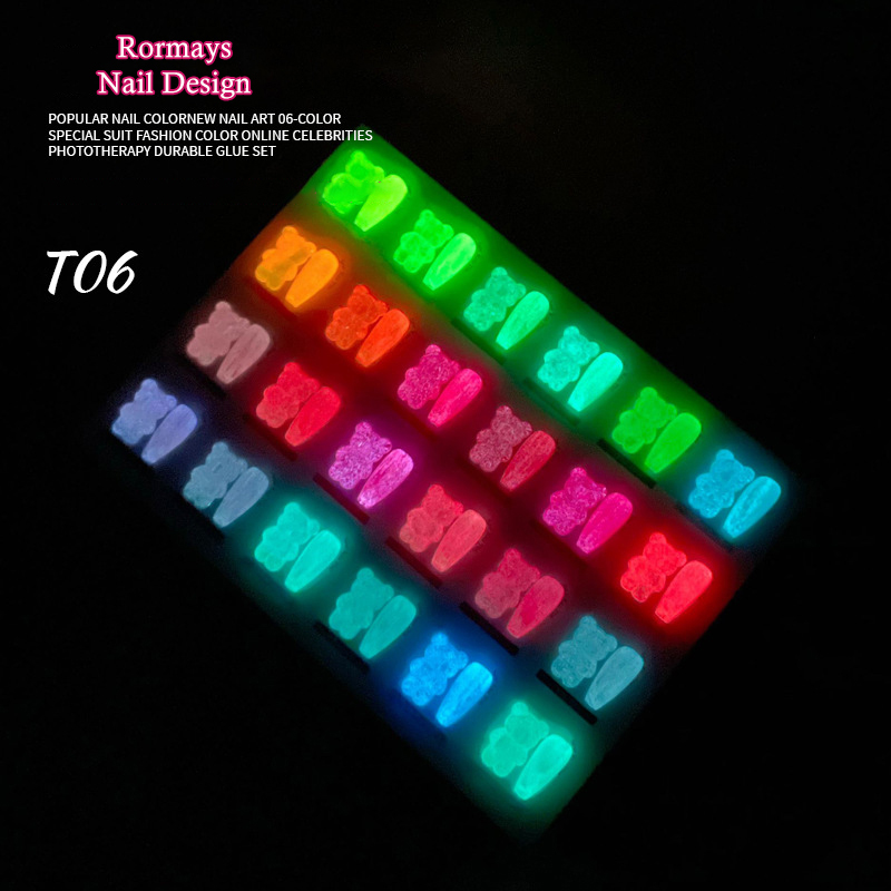 Rormays Neon Fluorescent gel Polishing 24PCS Shiny New Varnish gel Rainbow Semi permanent UV LED Soaking Primer Finish Nail Art Factory Kit 15ML