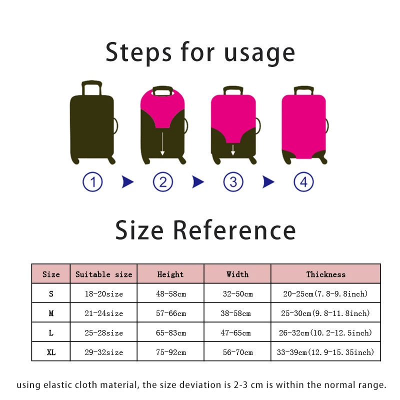 Gold Letter Luggage Cover Thicker Elastic Suitcase Cover Protector Apply To 18''-32'' Suitcase Cover Travel Accessories Luggage
