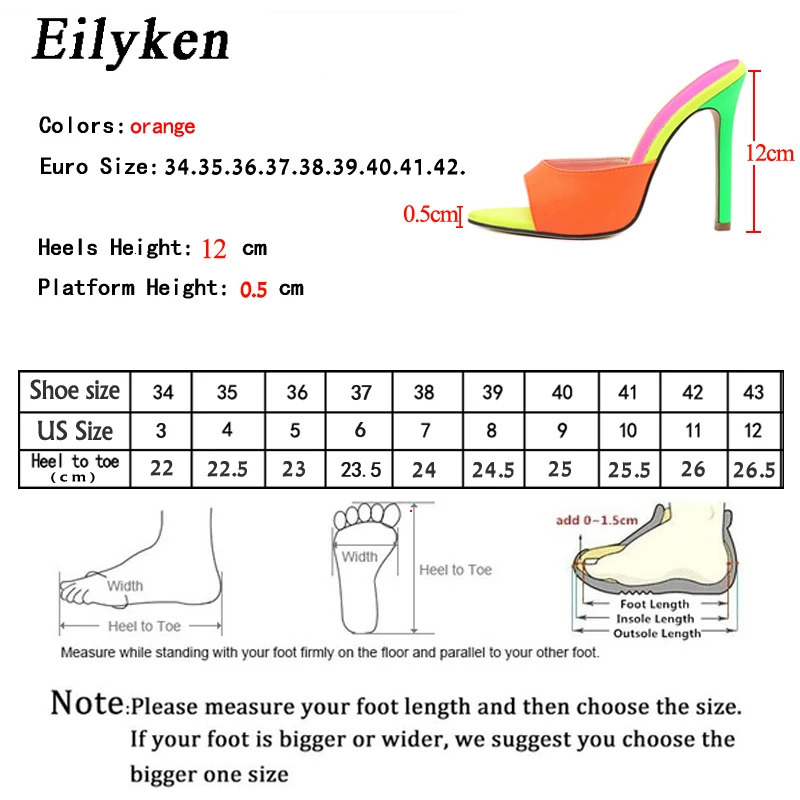 Eilyken Sexy Pointed Toe Mule High Heels Slipper Stripper Summer Fashion Mixed Color Slip On Slides Women Party Sandal Shoes 240329