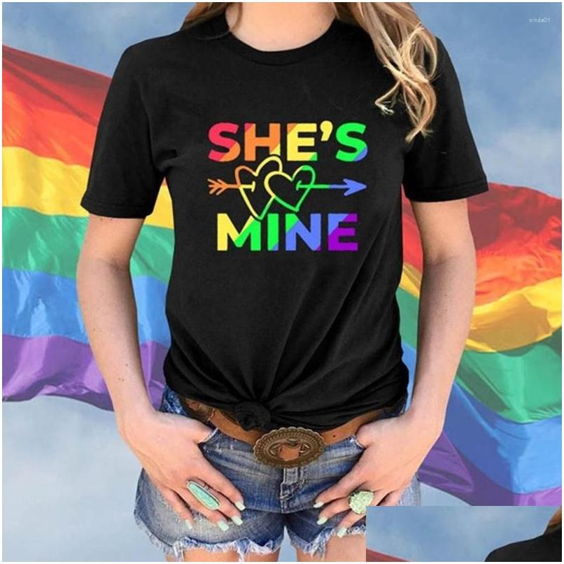 WomenS T-Shirt Womens T Shirts Lgbtq Women Tee Love Wins Print Crew Neck Pride Flag Meaning Proud Rainbow Drop Delivery Apparel Cloth Dhgxy
