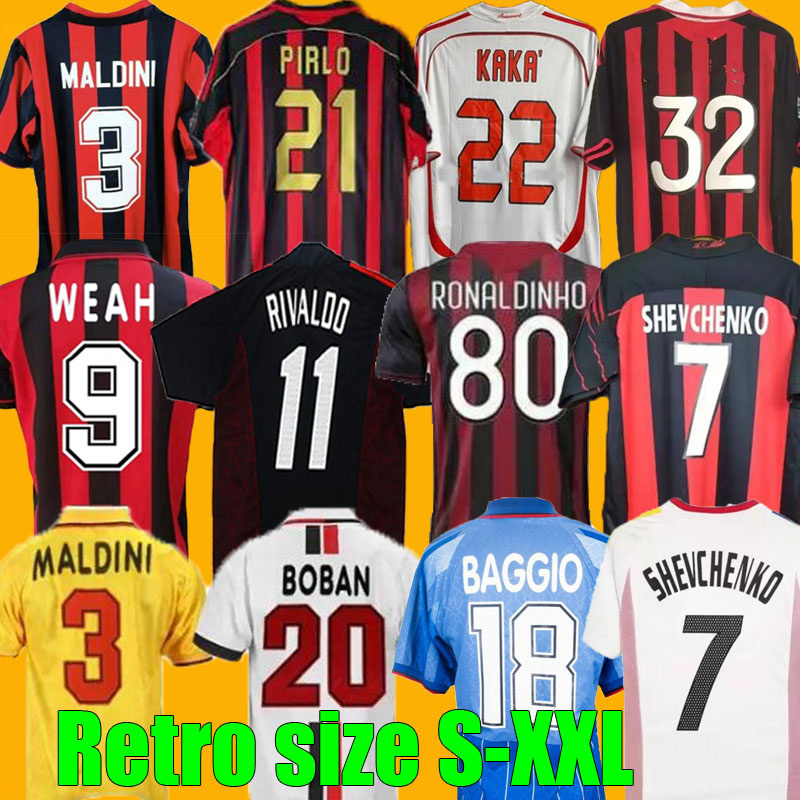 95 96 93 94 AC PIRLO Retro shirt 97 99 SHEVCHENKO SOCCER JERSEY 02 03 04 05 Maldini Van Basten football GATTUSO KAKA Inzaghi 06 07 BARESI MILANS 2009 PIRLO MALDINI BAGGIO