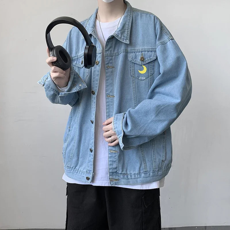 Mens Denim Jacket Autumn Man Oversize Coat Fashion Letter Print Casual Wear 5XL Jean Jacket Cotton Mens Clothing Outerwear 240319