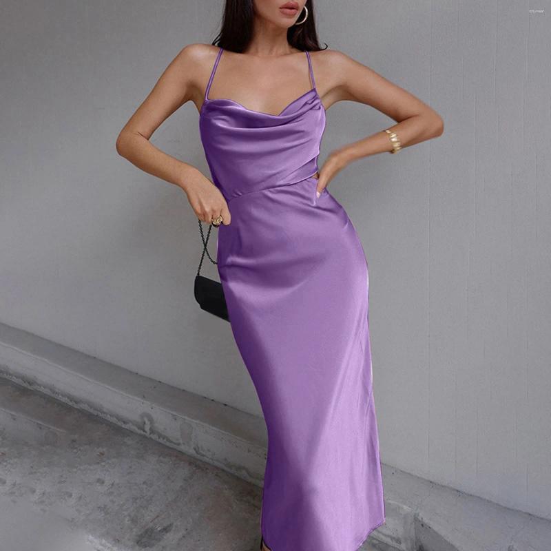 Casual Dresses Green Sexy Satin Prom Dress For Women Summer Fashion Elegant Swing Neck Pleated Wrap Party Sheath Wedding Guest