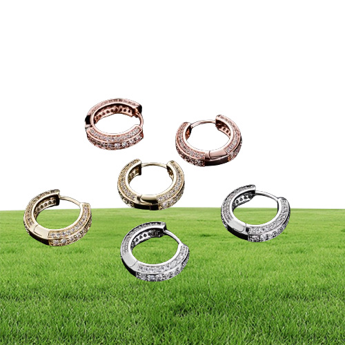 Fashion Hip Hop Earrings Hip Hop Gold Silver Bling CZ Diamond Hoops Earrings for Men Women Nice Gift