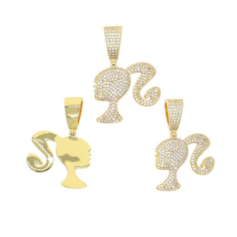 Icy Iced Out Pendant Queen Doll Girl Head Necklace for Women, 2024 Sier Color Charm Fashion Hip Hop Rock Jewelry dh5727163