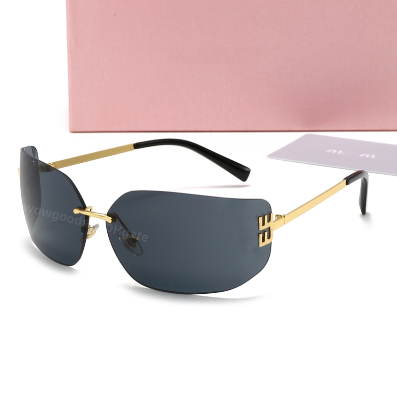 Designer Sunglasses Miui Luxury Women Smu54y Runway Sunglasses Frameless Bending Lens Sun Glasses Trendy Ladies Big Mew Rectangle Travel Driving Shades with Box