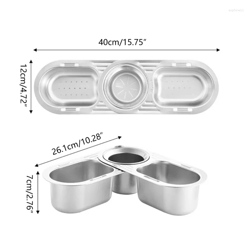 Kitchen Sink Storage Organizer: Rustproof Stainless Steel Soap Sponge Drainer Drying Holder Tray Rack