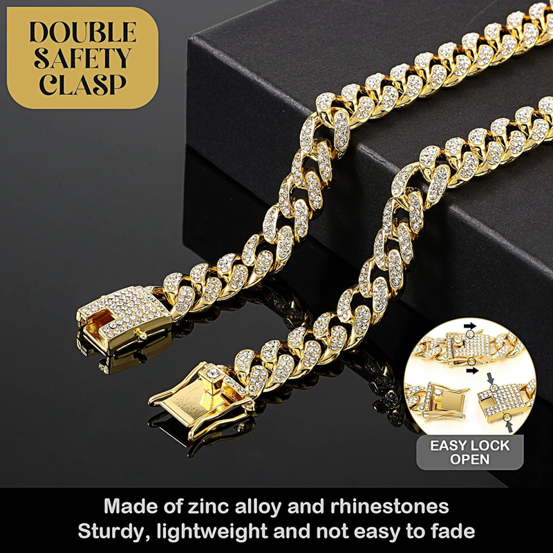Pet supplies dog collars safety buckle design with diamond studded metal chains suitable for small and medium-sized cats and dogs to wear