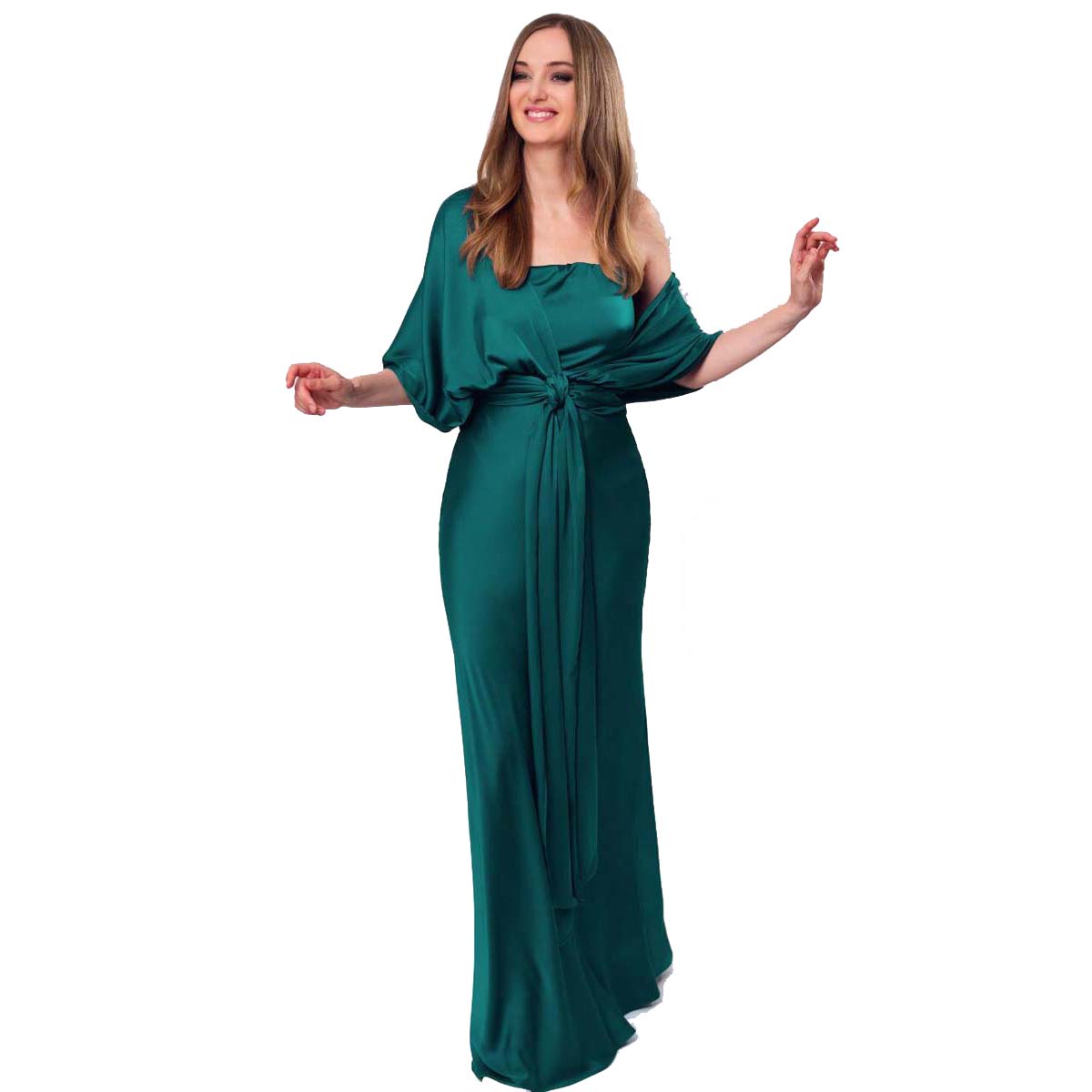 Bridesmaid Dresses Dark Green Strapless Changeable Strap Floor Length Elastic Satin Wedding Party Dress Summer 2024