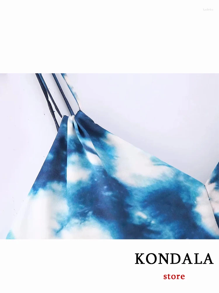 Casual Dresses KONDALA Sexy Tie Dye Straight Women Cami Dress Modern Chic Strapless Fashion 2024 Party Summer Sleeveless Y2K Slim Vestido