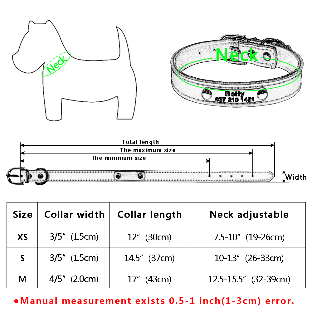 Personalized Dog Collar PU Leather Puppy Dogs Collars Free Custom Pet Neckace Engraved Name ID For Small Medium Dogs Cats Pink