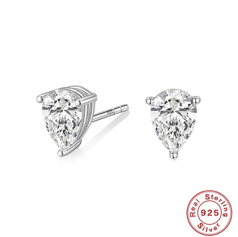 2024 Moissanite Dia Stud Earrings Elegant Sterg Sier Zircon Wedding Jewelry for Women Classic Design Gift-Worthy