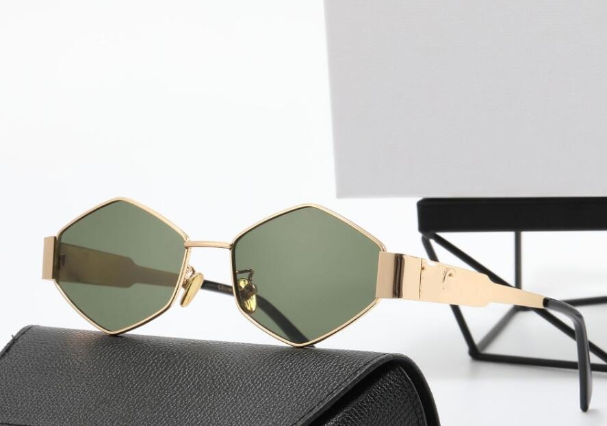 Luxury oval sunglasses celins vintage glasses womans tourism street photo metal full frame sunnies promotional sunglass man with box