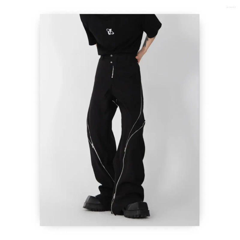 Men's Pants Street Men And Women Trendy Personalized Design Zippered Wide Leg Micro Flared Retro Straight Casual Y2k