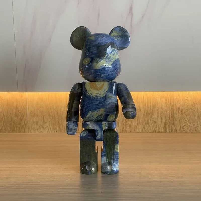 Novelty Items 28cm printed bear brick 400% Van Gogh Starry Sky PVC bear brick action picture Fahion design art desktop decoration home decorationL2403