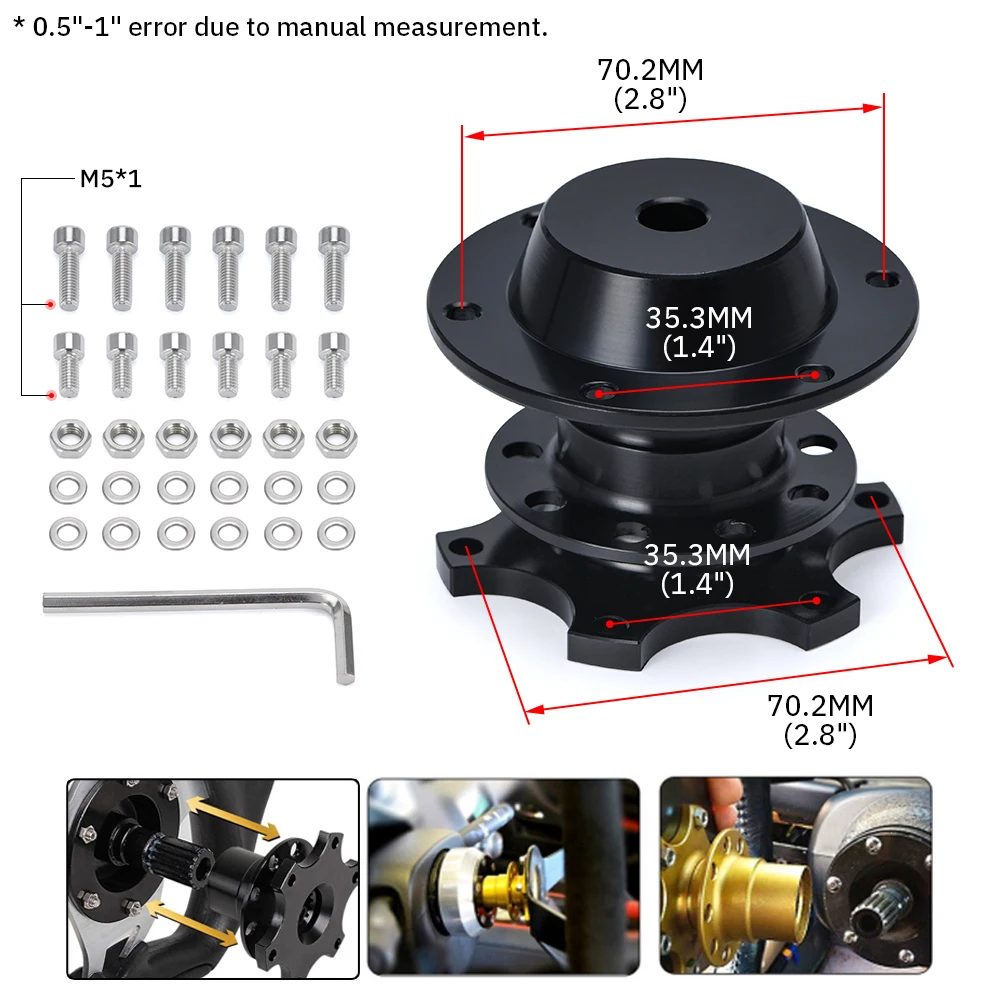 PQY - 2025 Universal Steering Wheel Quick Release Hub Kit Wheel Hub Adapter For 6 hole Steering Wheel new Hub PQY3859