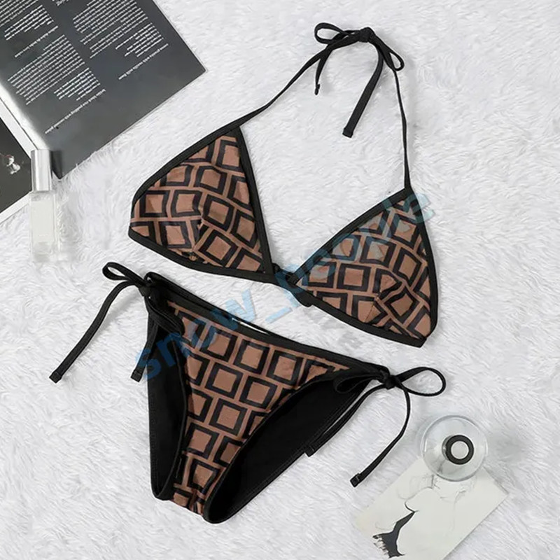 Designer Womens Fashion Comfortable Swimwear Reversible Beach Bikinis Summer Swimsuit Stripe Letter Pattern Bathing Suits Size S-XL