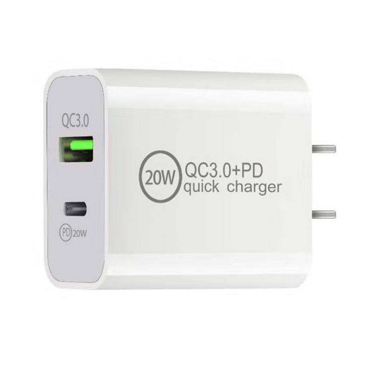 Travel Adapter Wall Charger 20W PD 3.0 USB C TO C Fast Power Plug Adapter Cable for Iphone Samsung Huawei Xiaomi US EU Plug White Color 100pcs/box
