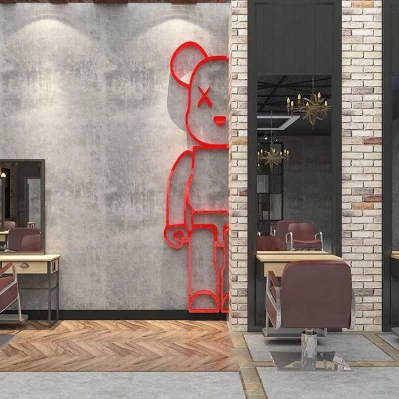 Wall Stickers Cartoon block bear brick sticker acrylic Y2k bear brick mirror wall sticker bear wall sticker bedroom living room home decorationL2403