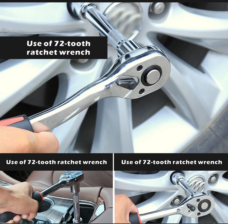 Professional Car Ratchet Wrench Hand Tools 72 Teeth Extending Telescopic Ratchets Socket Wrenches Ratcheting Repair Tool for Car Motorcycle