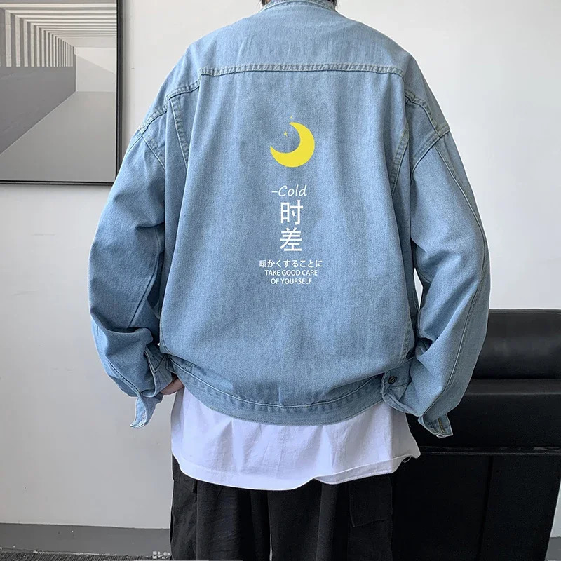 Mens Denim Jacket Autumn Man Oversize Coat Fashion Letter Print Casual Wear 5XL Jean Jacket Cotton Mens Clothing Outerwear 240319
