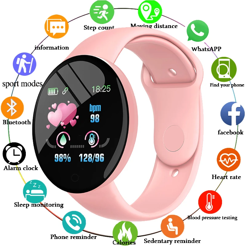 D18 Smartwatch Real Stepcount Fiess Multi Function Step Connected Smart Watch Men Women Suitable for and Android Phone