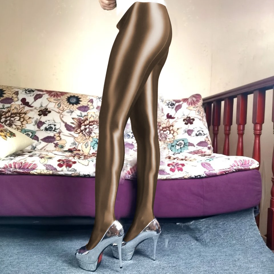 Japanese Satin Pants Glossy Silky Smooth Sexy Tight Opaque High Waist Wet Look Pantyhose Shiny Sports Swim Pants Bottoms Womens