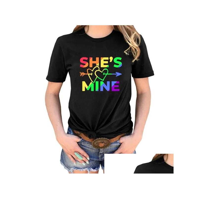 WomenS T-Shirt Womens T Shirts Lgbtq Women Tee Love Wins Print Crew Neck Pride Flag Meaning Proud Rainbow Drop Delivery Apparel Cloth Dhgxy