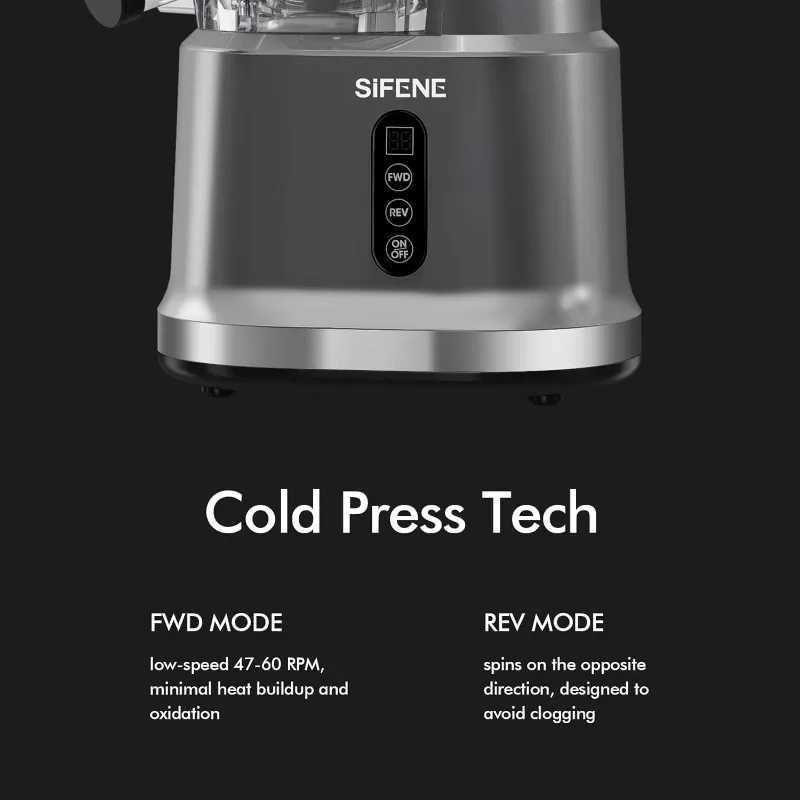 Juicers SiFENE cold press juicer large mouth 83mm open full slow speed juicer easy to clean high yield free of bisphenol A grayL2403