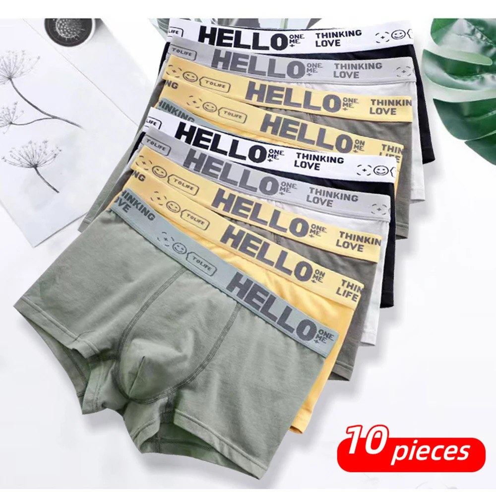 10 Pcs Mens Panties Boxer Briefs Breathable Underwear Men Shorts Underpants Comfortable Boy Boxers Plus Size M4XL 240320