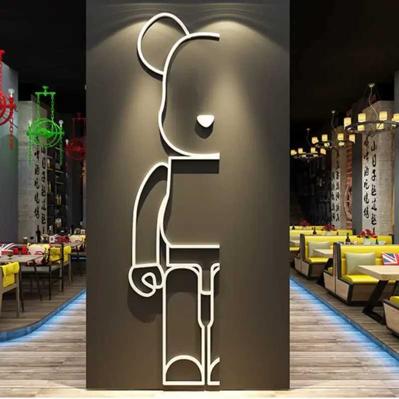 Wall Stickers Cartoon block bear brick sticker acrylic Y2k bear brick mirror wall sticker bear wall sticker bedroom living room home decorationL2403