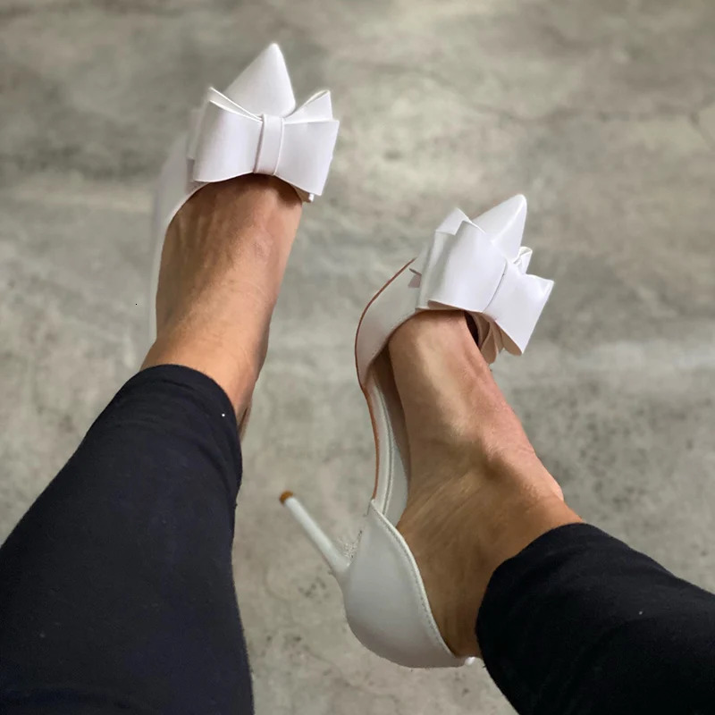 Women 75cm 10cm High Heels Korean Pumps Scarpins Cute Bow Middle Low Lady Fetish Sweet Wedding Bridal Yellow Blue Shoes 240329 - view 6