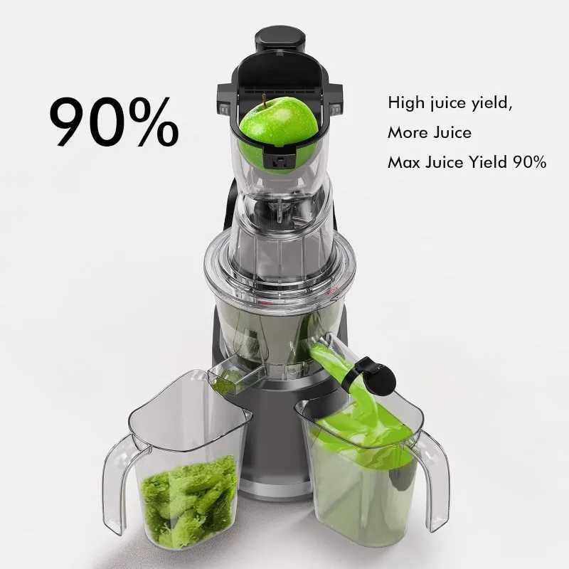Juicers SiFENE cold press juicer large mouth 83mm open full slow speed juicer easy to clean high yield free of bisphenol A grayL2403