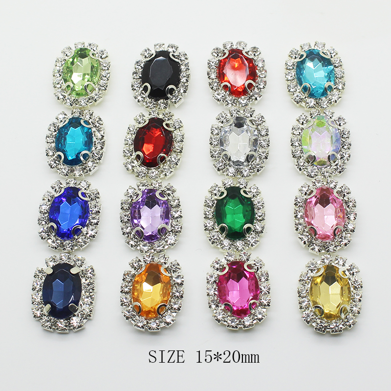 YWXINXI New Sale Price 10Pcs/Lot 15*20MM Jewelry Accessories Handwork Fitting Rhinestones Pedestal Embellishments Caps Decor For