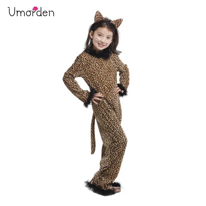 Umorden Kids Child Animal Wild Leopard Costume for new Girls Fantasy Jumpsuit Disfraz 2025 Halloween Carnival Party Costumes
