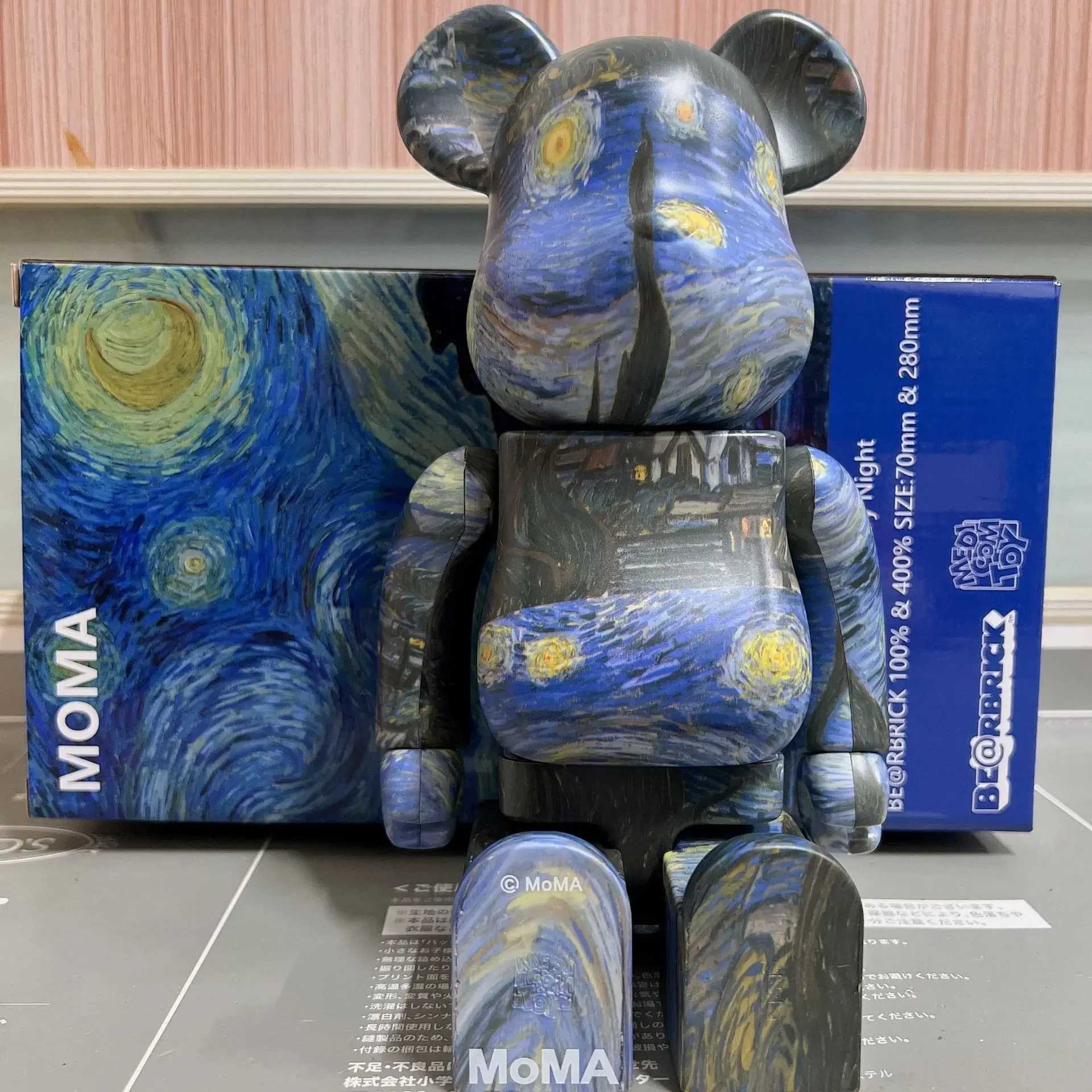 Novelty Items 28cm Bearbrick Van Gogh 400% Violent Bear Starry Night Sky Statue Decoration Display Toy Tidal Hand Toy Anime Blind Box GiftL2403